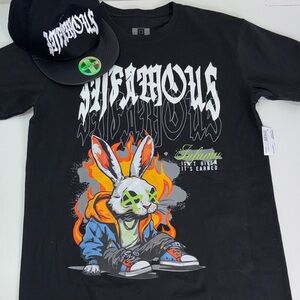 Infamous Black Graphic Men's T-Shirt & hut Sz Large NWT